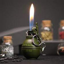 Hand Grenade Lighter, Gas windproof lighters With Keychain