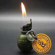 Hand Grenade Lighter, Gas windproof lighters With Keychain
