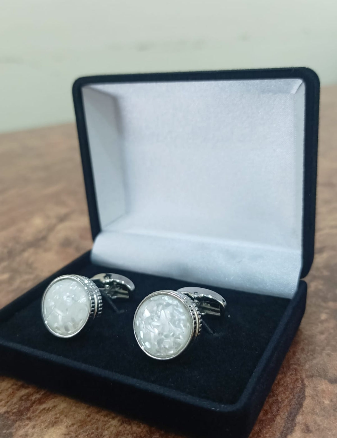 White Crystal Cufflinks