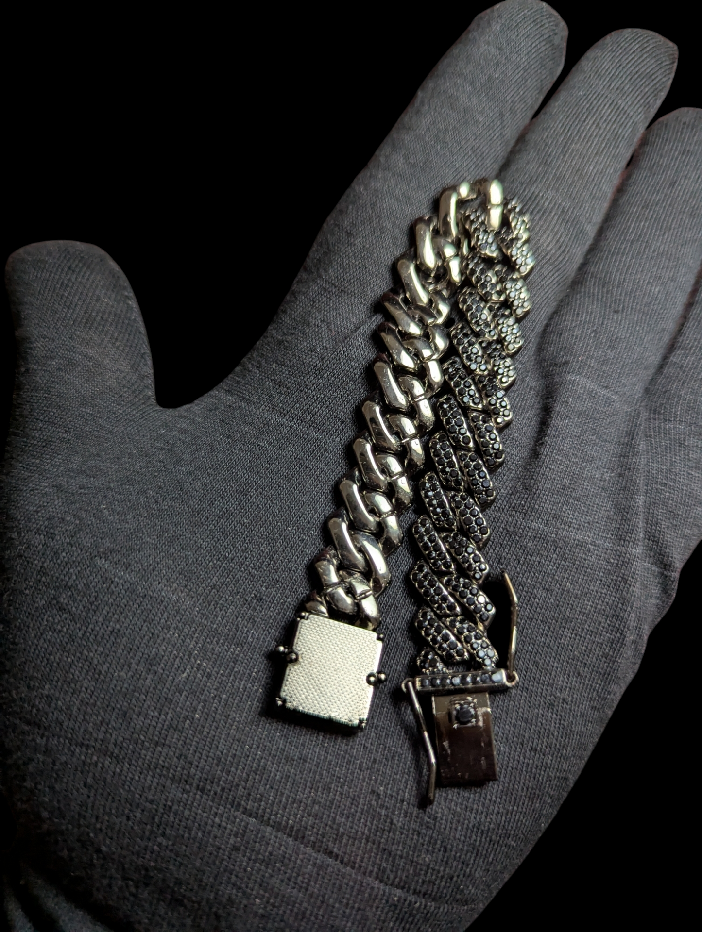 Premium Black Bracelet with Double Lock Unisex